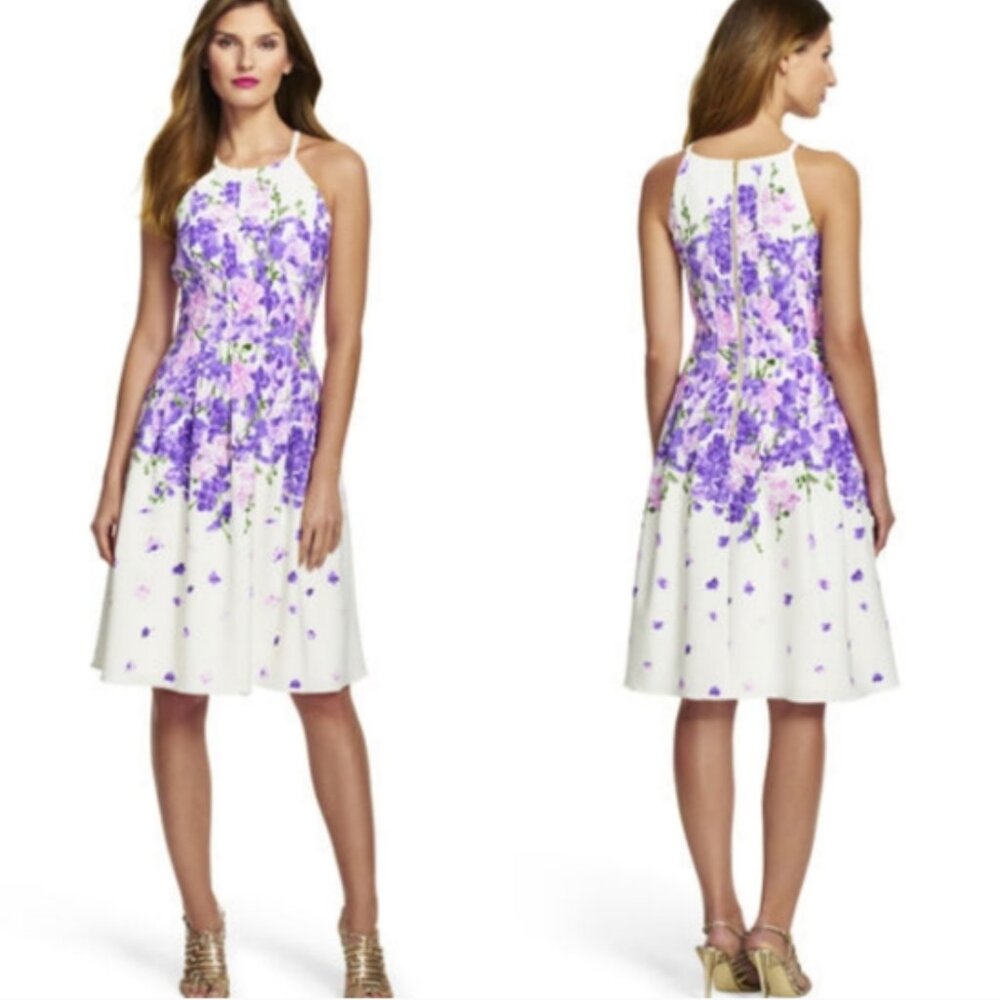 NWT Adrianna Papell Garden Party Purple Floral Dress